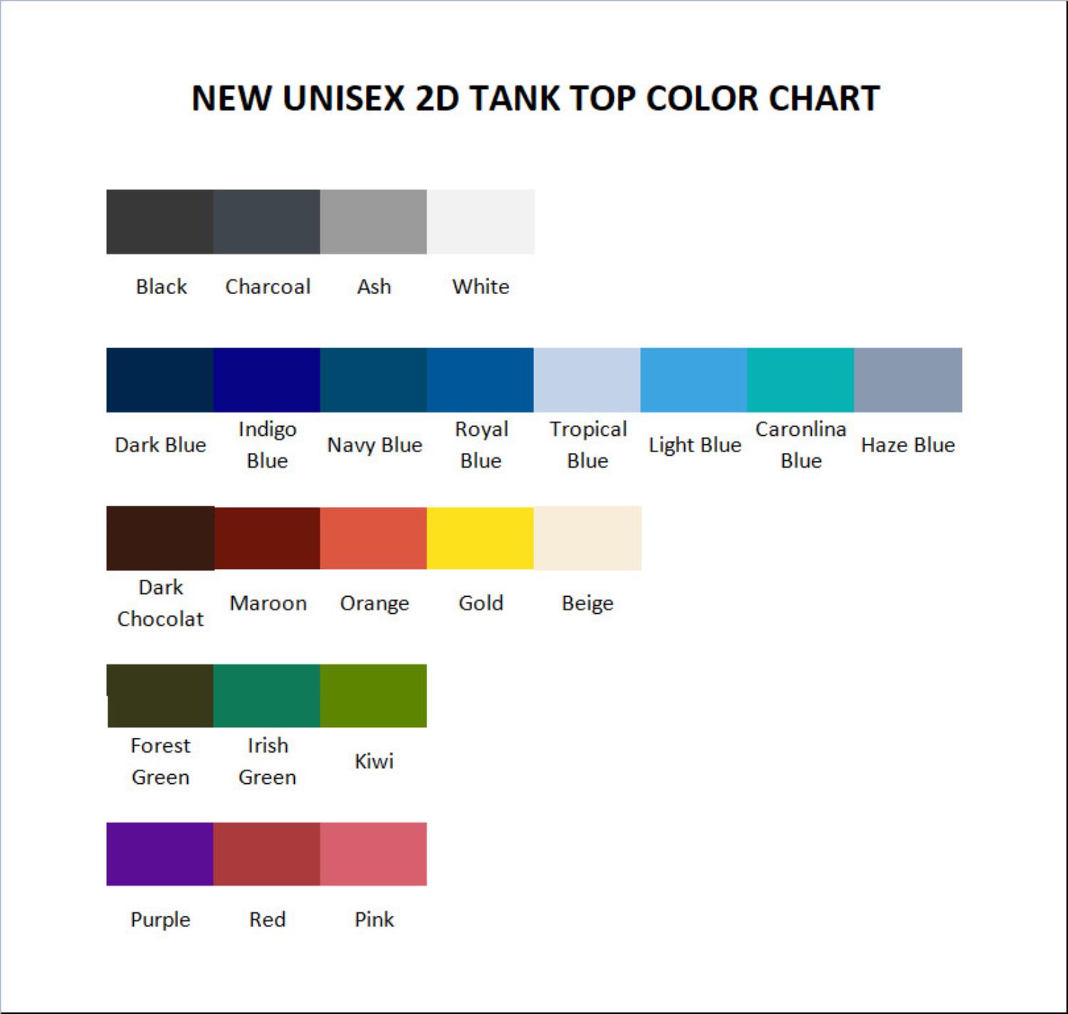 tank top color chart - The Hunger Games Store