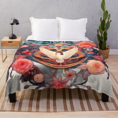 Flowers Bird Throw Blanket