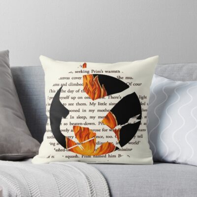 Hunger Games Mockingjay Book Design Throw Pillow