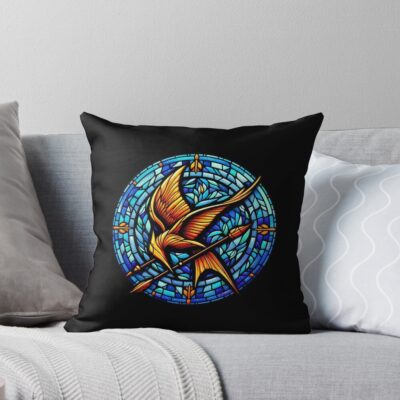 Hunger Games In Mosaic Stained Glass Throw Pillow